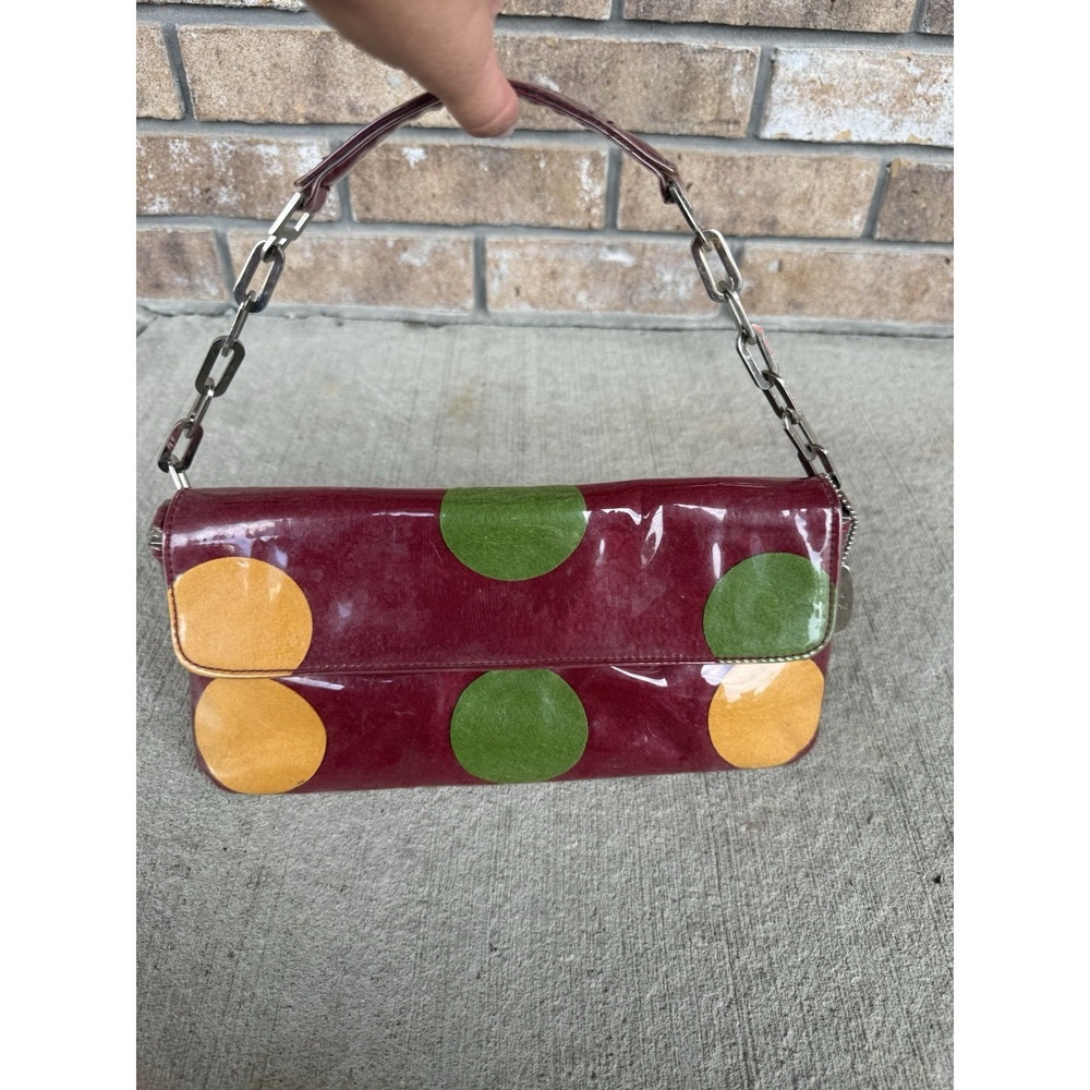 Vintage Y2K Angela Frascone Red Polka Dot Purse Shoulder Bag W Chain Strap